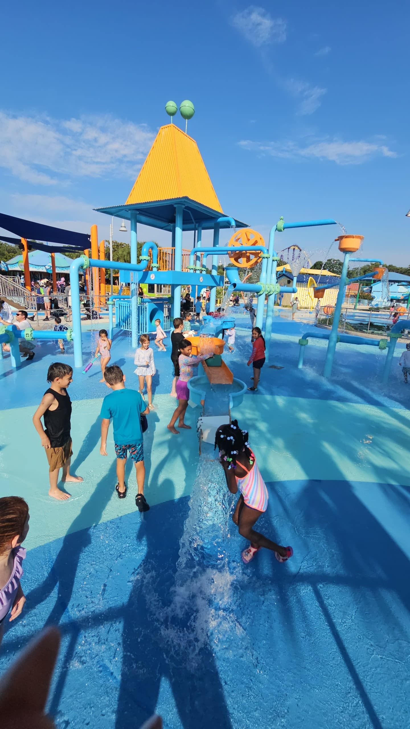 Splash pad fun! Naomi enjoying the water and sunshine. 💦☀️